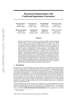 Document Summarization with Conformal Importance Guarantees