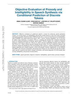 Objective Evaluation of Prosody and Intelligibility in Speech Synthesis via Conditional Prediction of Discrete Tokens
