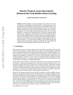 Selective Progress-Aware Querying for Human-in-the-Loop Reinforcement Learning