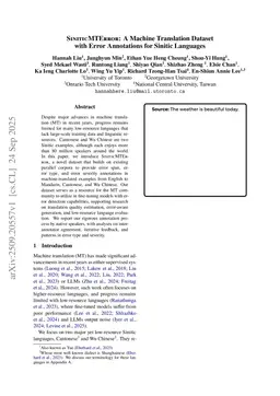 SiniticMTError: A Machine Translation Dataset with Error Annotations for Sinitic Languages