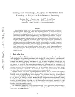 Training Task Reasoning LLM Agents for Multi-turn Task Planning via Single-turn Reinforcement Learning