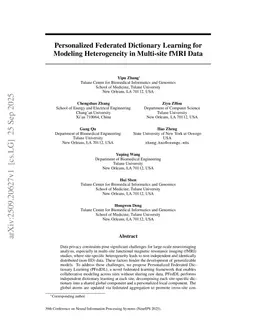 Personalized Federated Dictionary Learning for Modeling Heterogeneity in Multi-site fMRI Data