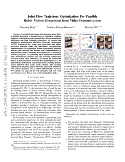 Joint Flow Trajectory Optimization For Feasible Robot Motion Generation from Video Demonstrations