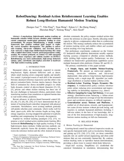 RobotDancing: Residual-Action Reinforcement Learning Enables Robust Long-Horizon Humanoid Motion Tracking
