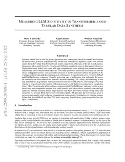 Measuring LLM Sensitivity in Transformer-based Tabular Data Synthesis