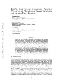 LiLAW: Lightweight Learnable Adaptive Weighting to Meta-Learn Sample Difficulty and Improve Noisy Training