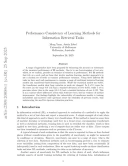 Performance Consistency of Learning Methods for Information Retrieval Tasks