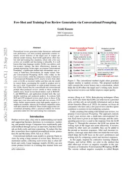 Few-Shot and Training-Free Review Generation via Conversational Prompting