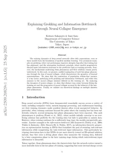 Explaining Grokking and Information Bottleneck through Neural Collapse Emergence