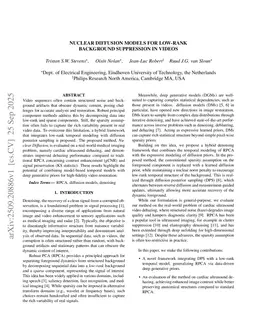 Nuclear Diffusion Models for Low-Rank Background Suppression in Videos