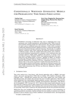 Conditionally Whitened Generative Models for Probabilistic Time Series Forecasting