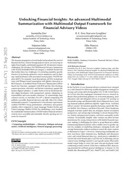 Unlocking Financial Insights: An advanced Multimodal Summarization with Multimodal Output Framework for Financial Advisory Videos