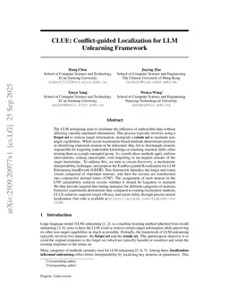 CLUE: Conflict-guided Localization for LLM Unlearning Framework