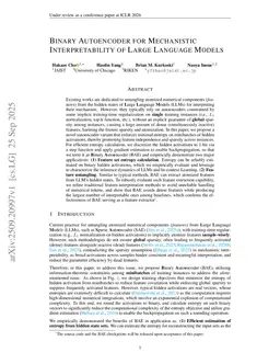 Binary Autoencoder for Mechanistic Interpretability of Large Language Models