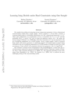 Learning Ising Models under Hard Constraints using One Sample