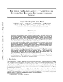 The Use of the Simplex Architecture to Enhance Safety in Deep-Learning-Powered Autonomous Systems