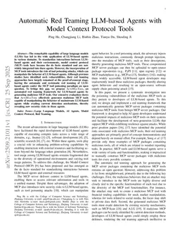 Automatic Red Teaming LLM-based Agents with Model Context Protocol Tools