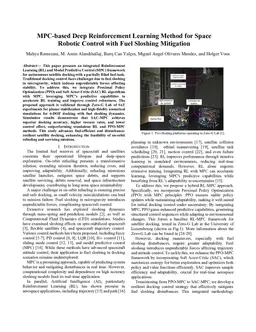 MPC-based Deep Reinforcement Learning Method for Space Robotic Control with Fuel Sloshing Mitigation