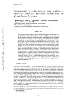 Disagreements in Reasoning: How a Model's Thinking Process Dictates Persuasion in Multi-Agent Systems
