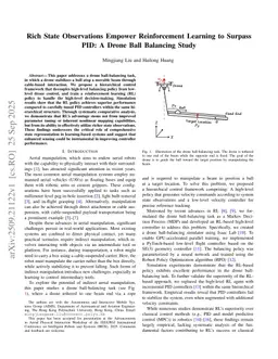 Rich State Observations Empower Reinforcement Learning to Surpass PID: A Drone Ball Balancing Study