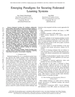 Emerging Paradigms for Securing Federated Learning Systems