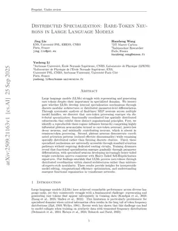 Distributed Specialization: Rare-Token Neurons in Large Language Models