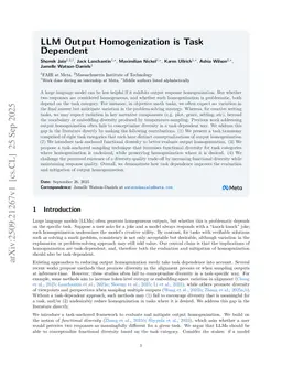 LLM Output Homogenization is Task Dependent