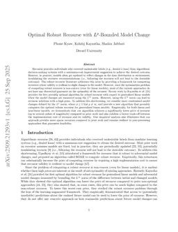 Optimal Robust Recourse with $L^p$-Bounded Model Change