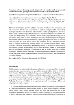 Assessment of deep learning models integrated with weather and environmental variables for wildfire spread prediction and a case study of the 2023 Maui fires