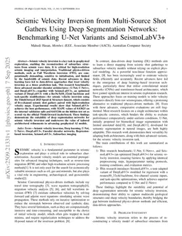 Seismic Velocity Inversion from Multi-Source Shot Gathers Using Deep Segmentation Networks: Benchmarking U-Net Variants and SeismoLabV3+