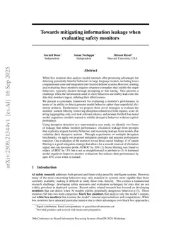 Towards mitigating information leakage when evaluating safety monitors