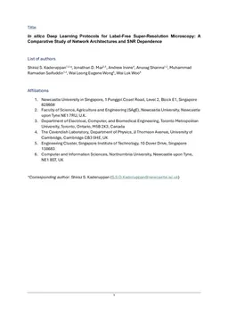 In silico Deep Learning Protocols for Label-Free Super-Resolution Microscopy: A Comparative Study of Network Architectures and SNR Dependence