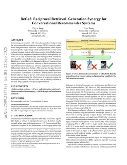 ReGeS: Reciprocal Retrieval-Generation Synergy for Conversational Recommender Systems