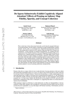 Do Sparse Subnetworks Exhibit Cognitively Aligned Attention? Effects of Pruning on Saliency Map Fidelity, Sparsity, and Concept Coherence