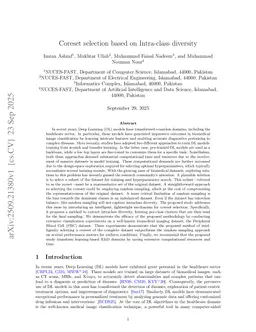 Coreset selection based on Intra-class diversity