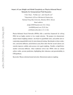 Impact of Loss Weight and Model Complexity on Physics-Informed Neural Networks for Computational Fluid Dynamics