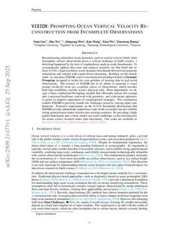 VISION: Prompting Ocean Vertical Velocity Reconstruction from Incomplete Observations