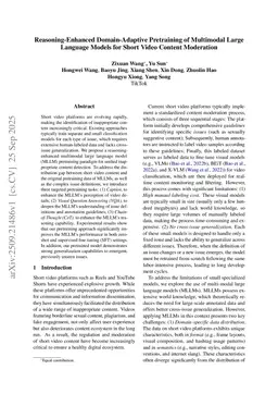 Reasoning-Enhanced Domain-Adaptive Pretraining of Multimodal Large Language Models for Short Video Content Governance