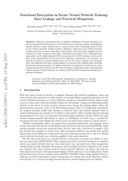 Functional Encryption in Secure Neural Network Training: Data Leakage and Practical Mitigations
