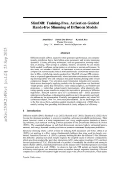 SlimDiff: Training-Free, Activation-Guided Hands-free Slimming of Diffusion Models