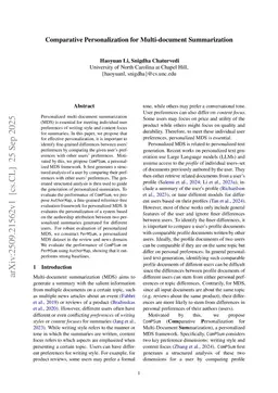 Comparative Personalization for Multi-document Summarization