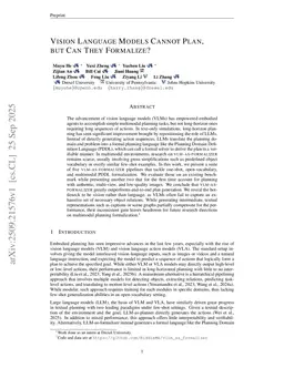 Vision Language Models Cannot Plan, but Can They Formalize?