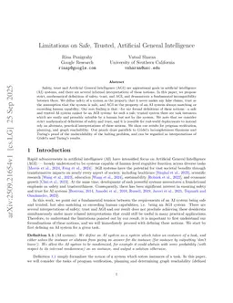 Limitations on Safe, Trusted, Artificial General Intelligence