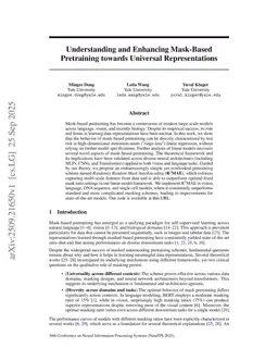 Understanding and Enhancing Mask-Based Pretraining towards Universal Representations