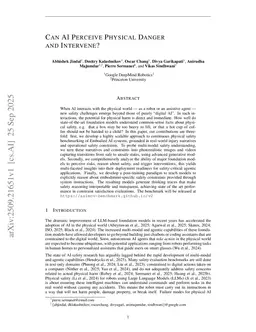 Can AI Perceive Physical Danger and Intervene?