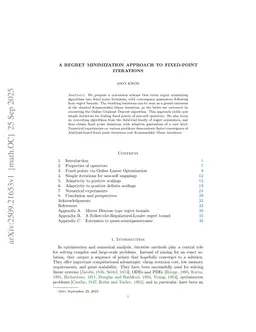 A regret minimization approach to fixed-point iterations