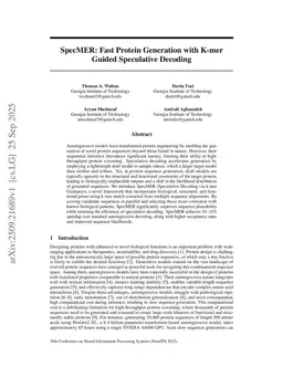 SpecMER: Fast Protein Generation with K-mer Guided Speculative Decoding
