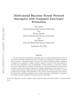 Multi-modal Bayesian Neural Network Surrogates with Conjugate Last-Layer Estimation