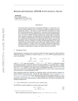 Reparameterizing 4DVAR with neural fields