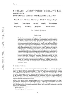 SynerGen: Contextualized Generative Recommender for Unified Search and Recommendation